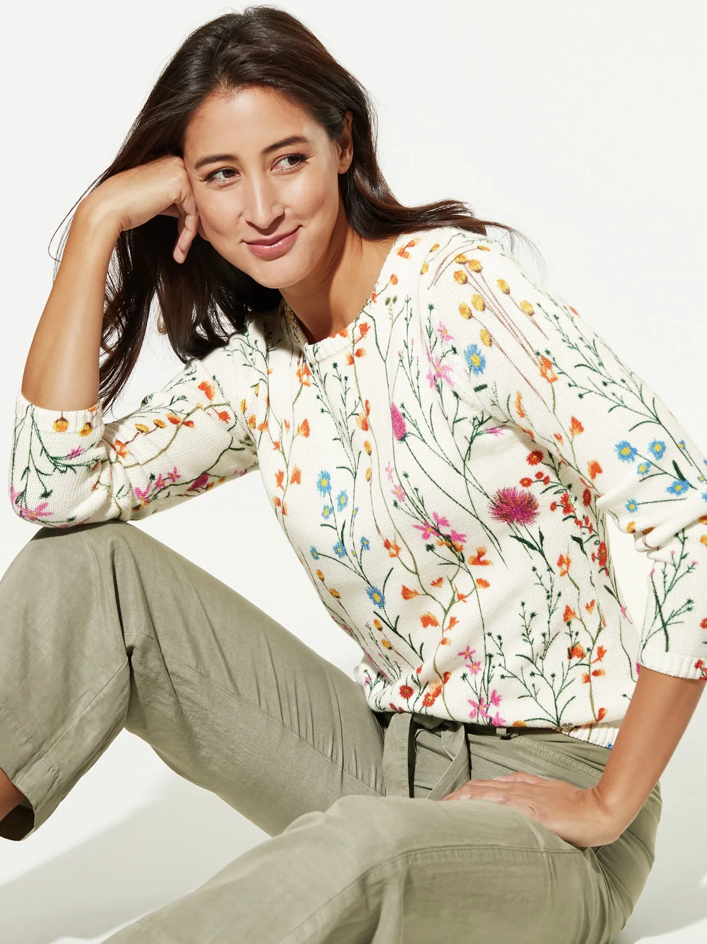 Baumwoll-Pullover Wiesenblumen für Damen