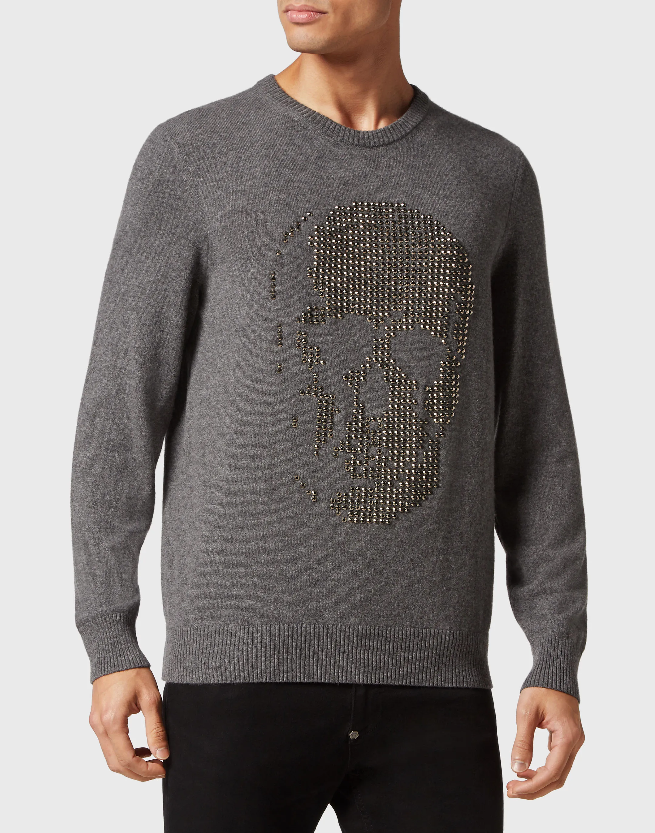 Cashmere Pullover Round Neck LS Skull strass