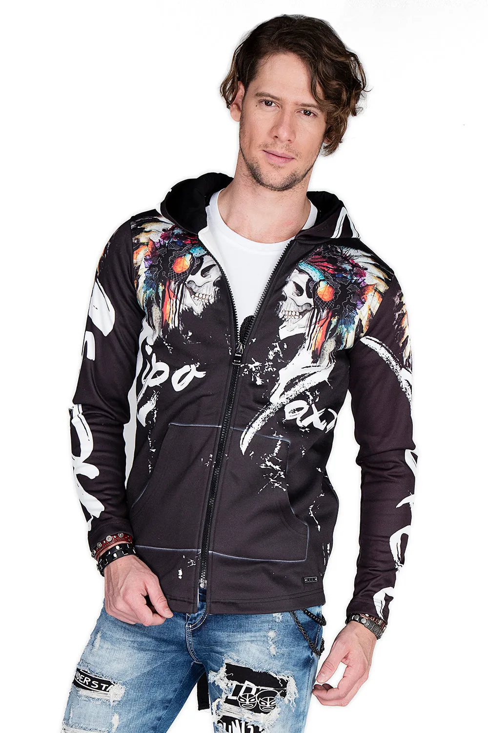 CL263 Herren Sweatjacke mit coolem Print