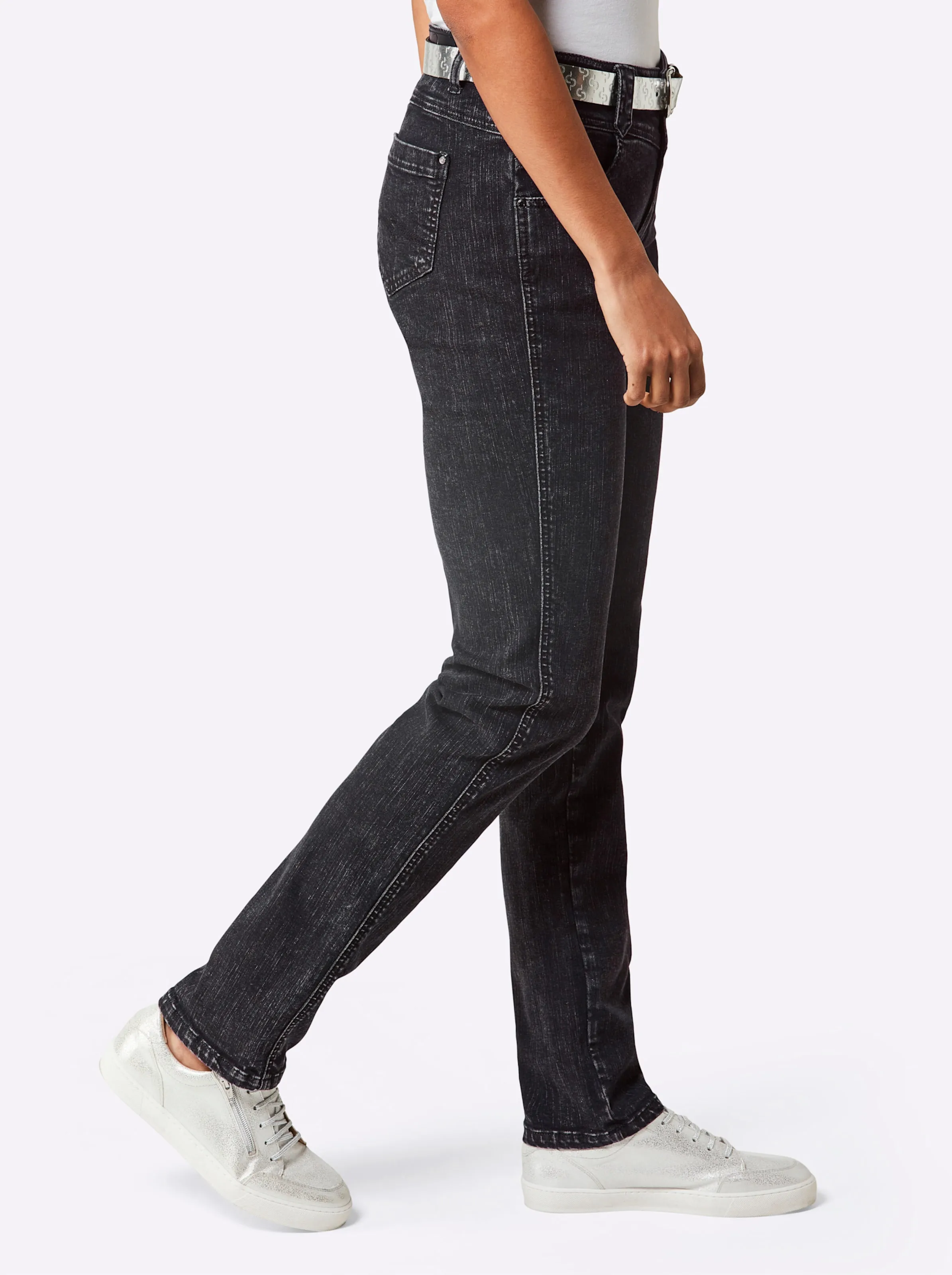 CREATION L PREMIUM Baumwoll-Modal-Jeans in black denim