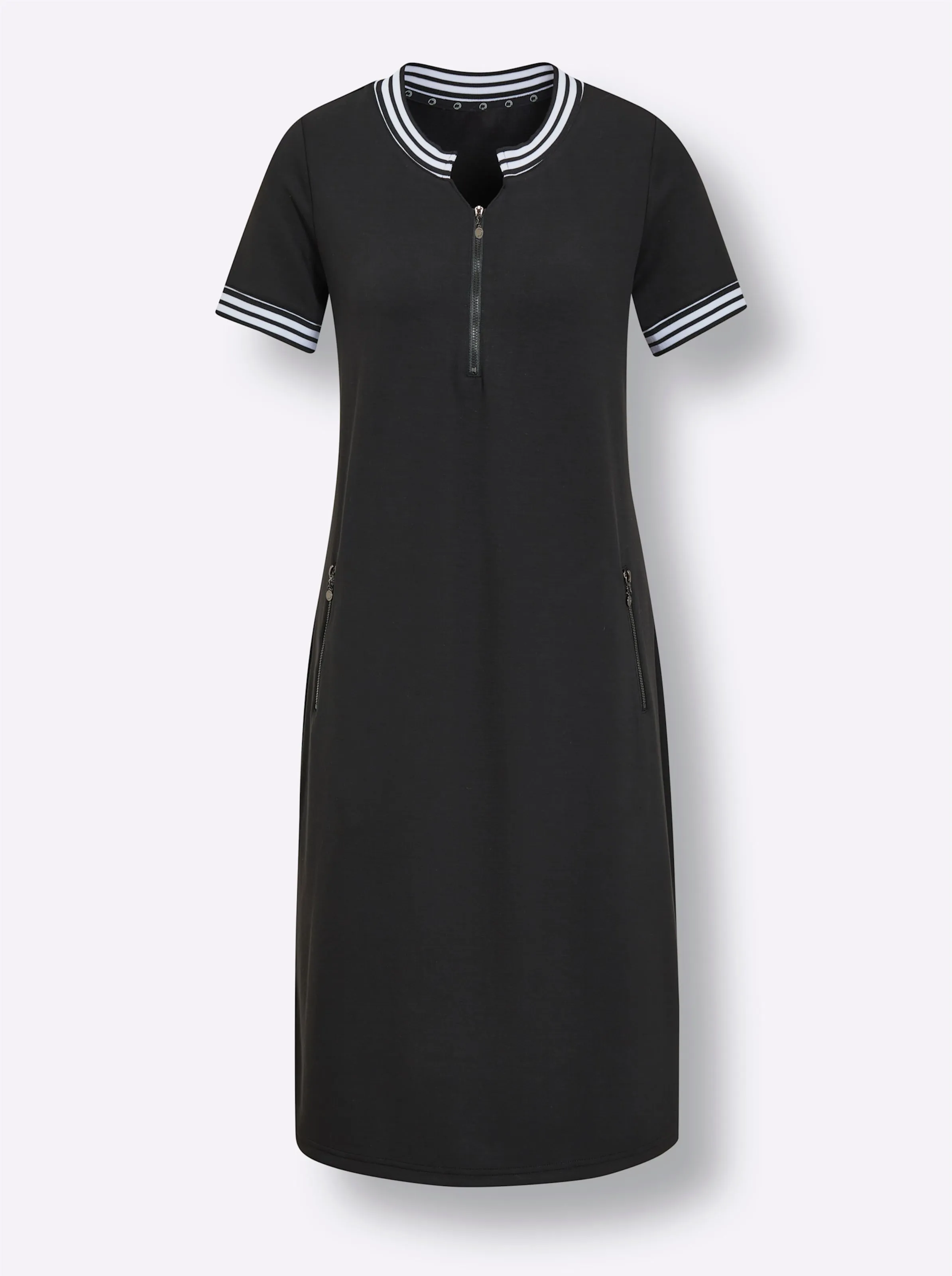 CREATION L PREMIUM Modalmix-Jerseykleid in schwarz-weiß