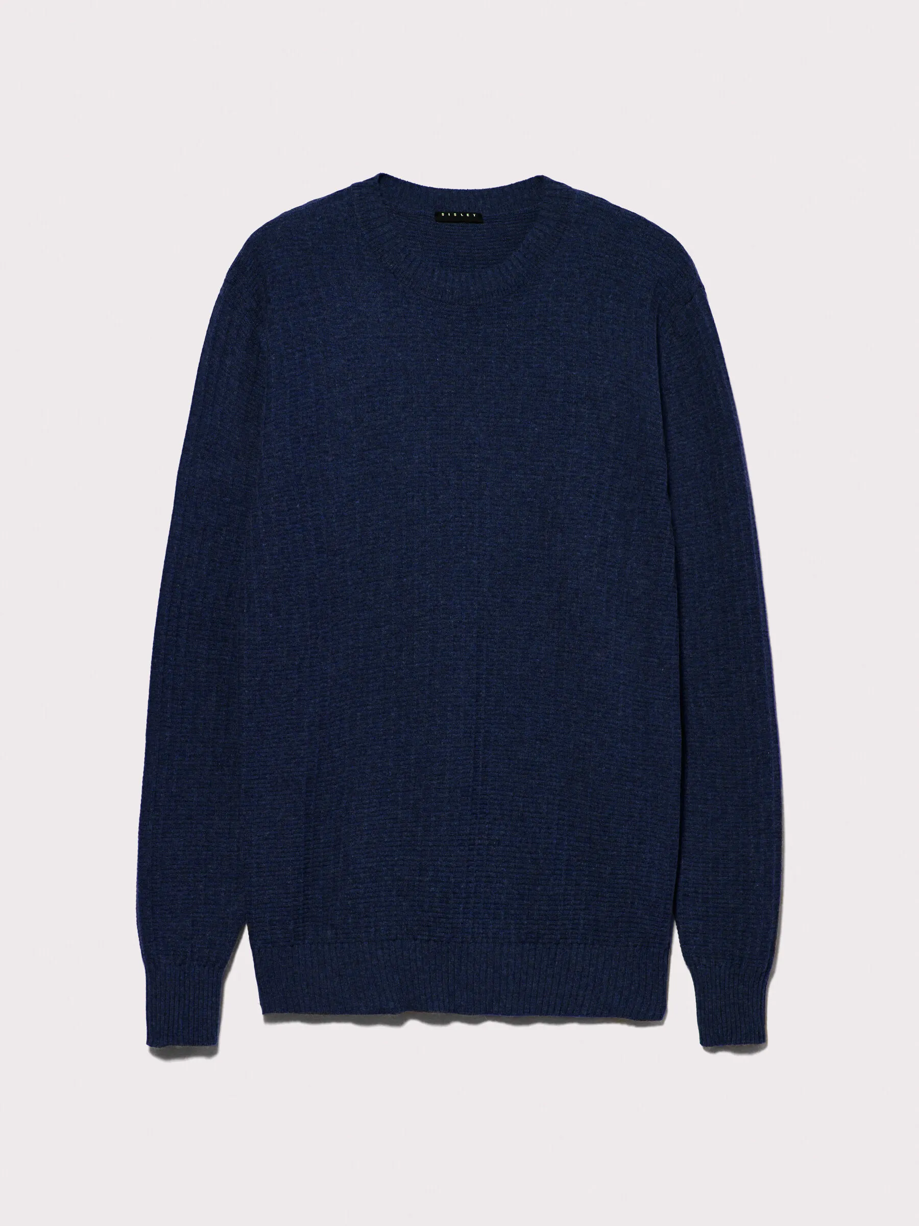 Dunkelblauer Pullover in 3D-Strickmuster, Dunkelblau 