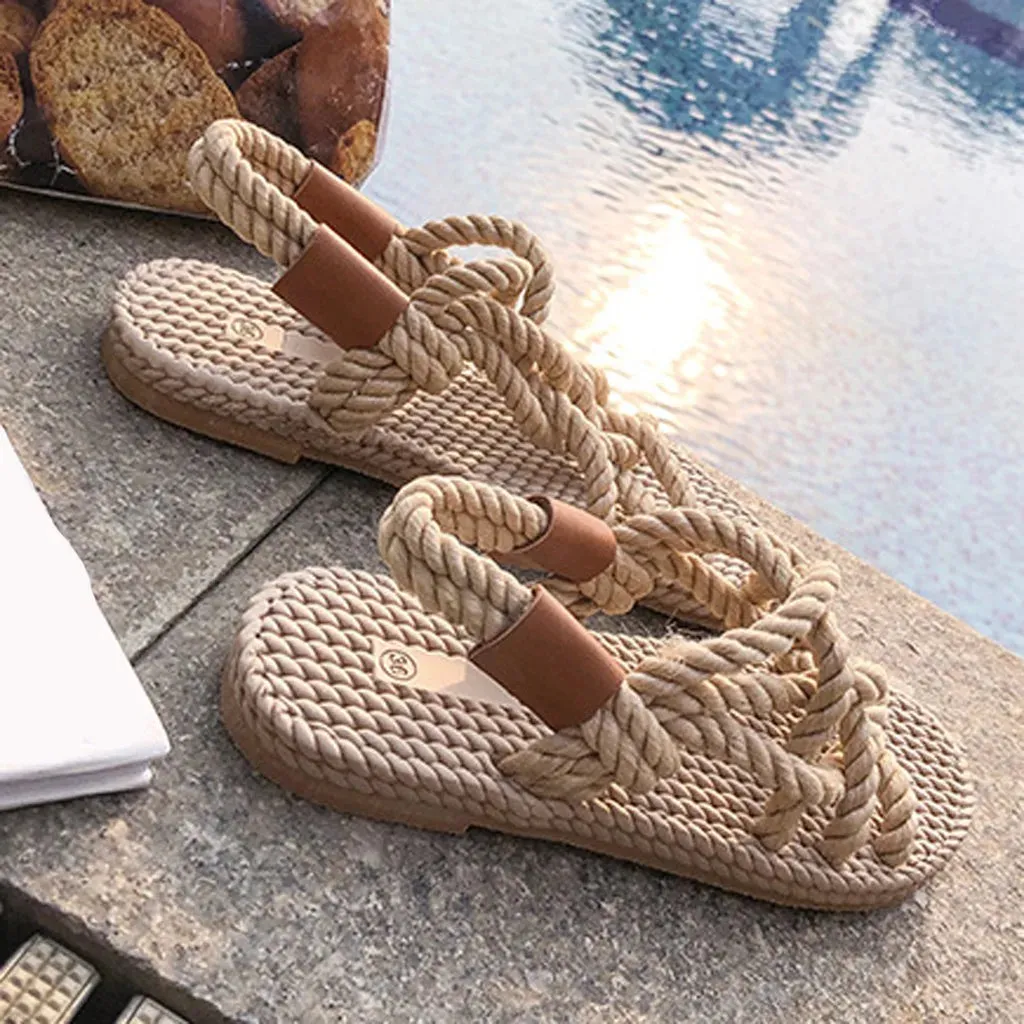 Emery | Flache Sandalen aus geflochtenem Seil