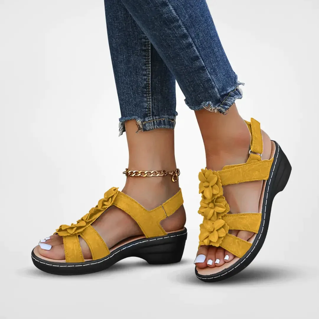 Flory Plateau Sandalen | Orthopädische Sandalen mit Blumenmuster für Damen