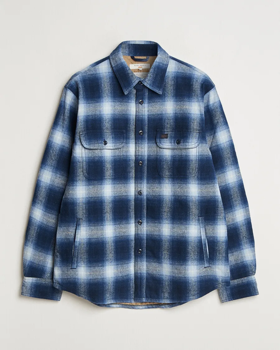 Glenn Padded Checked Shirt Jacket Blue