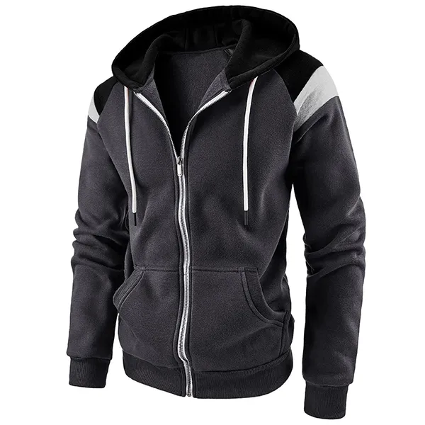 Herren Sweatjacke mit Kapuze, Kordelzug und Kontrastfarben-Reißverschluss