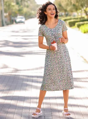 Jerseykleid in anthrazit-bedruckt
