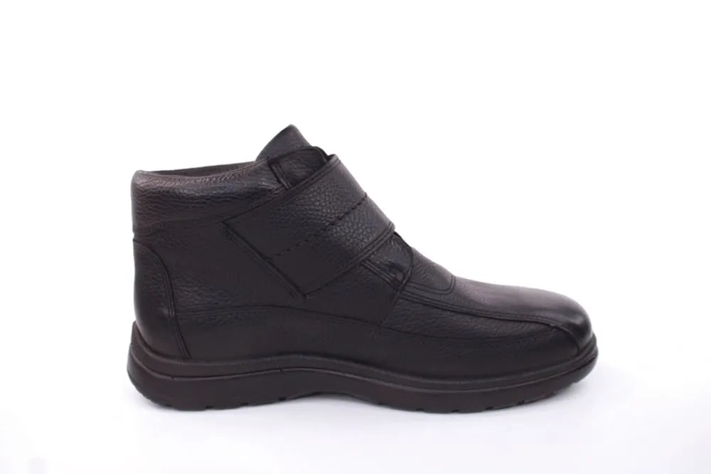Jomos Herren Stiefelette Leder Lammfell Klettverschluss Comfortwweite H schwarz S22 464503