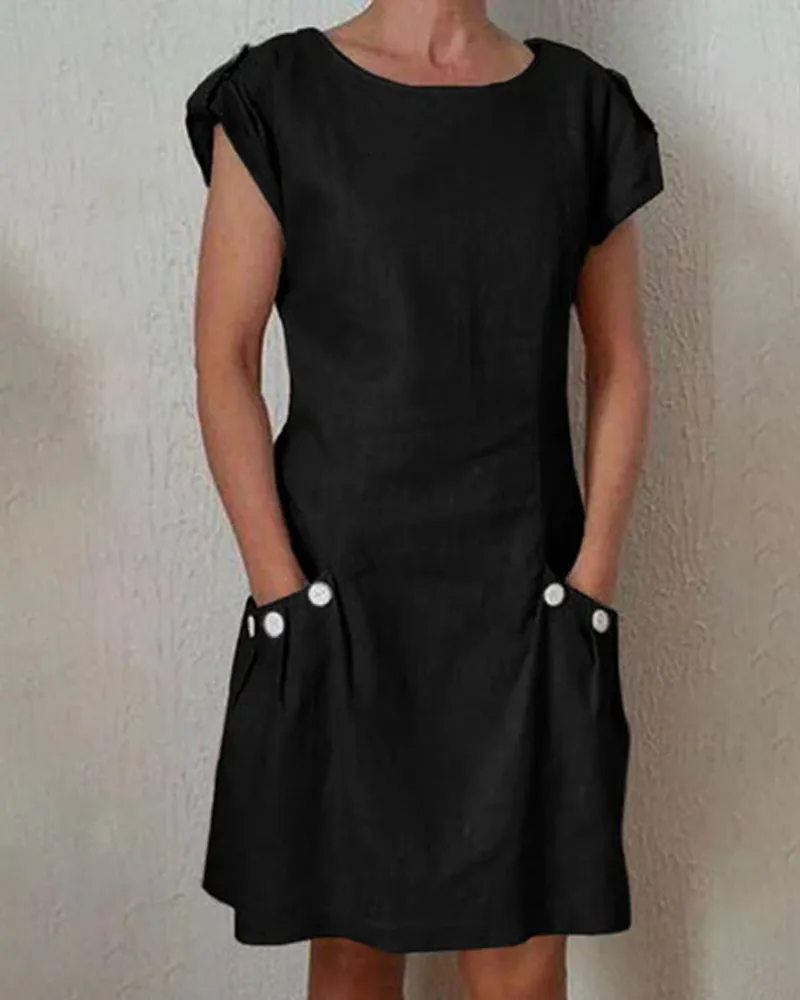 Marineblaues Taschenkleid