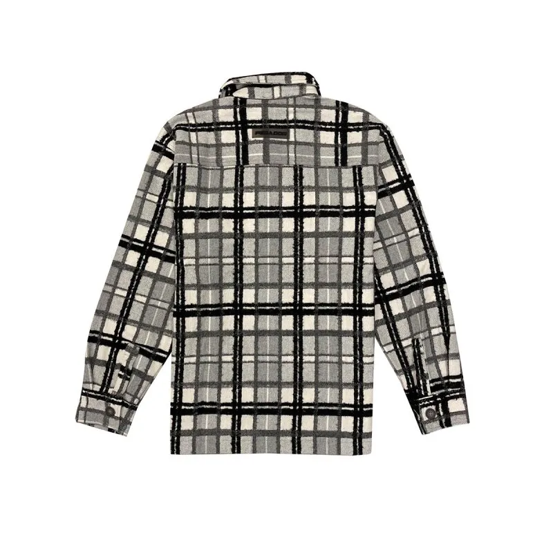 Pegador Herren Zip Flannel Jacket Bale Heavy grey/white