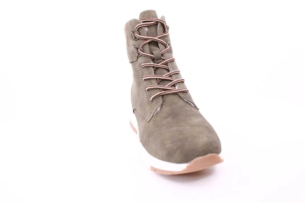 PETER ERIKSON Damen Boots Filz-Softrand mit Schnürung und Reißverschluss in KAKI Warmfutter 21008-Z081 TEX