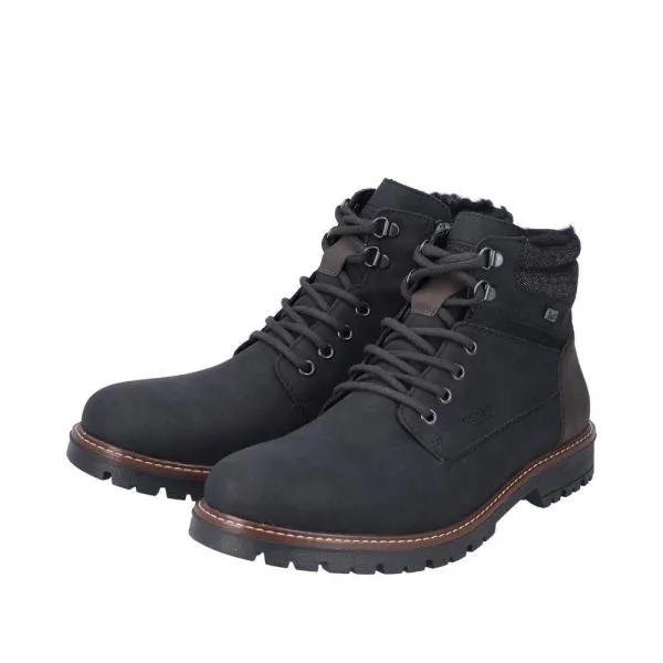Rieker Herren Schnürboots TEX- Membran Schurwoll- Futter schwarz S23 F3611-00