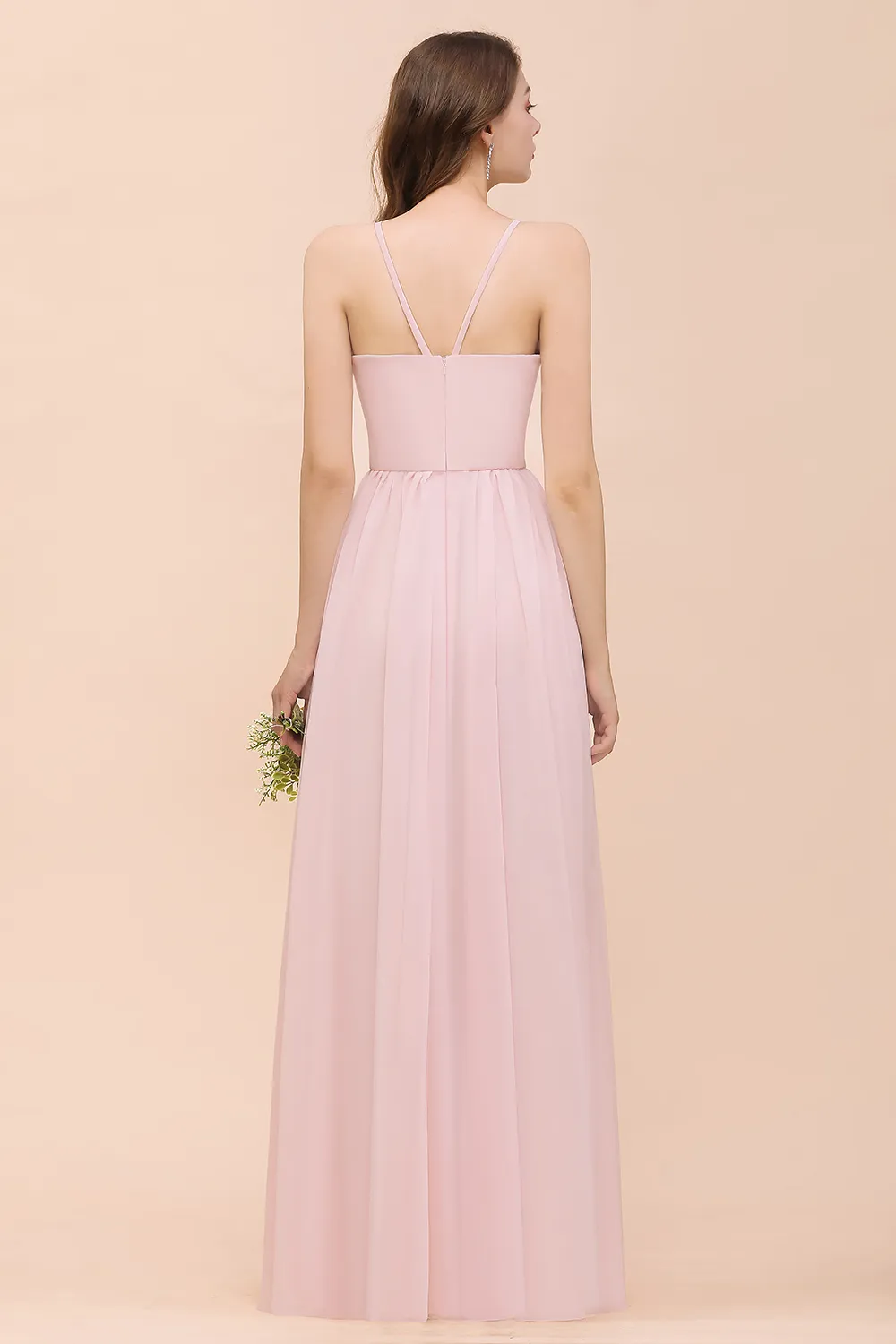 Schicke Brautjungfernkleider Lang Rosa | Chiffon Kleider Günstig
