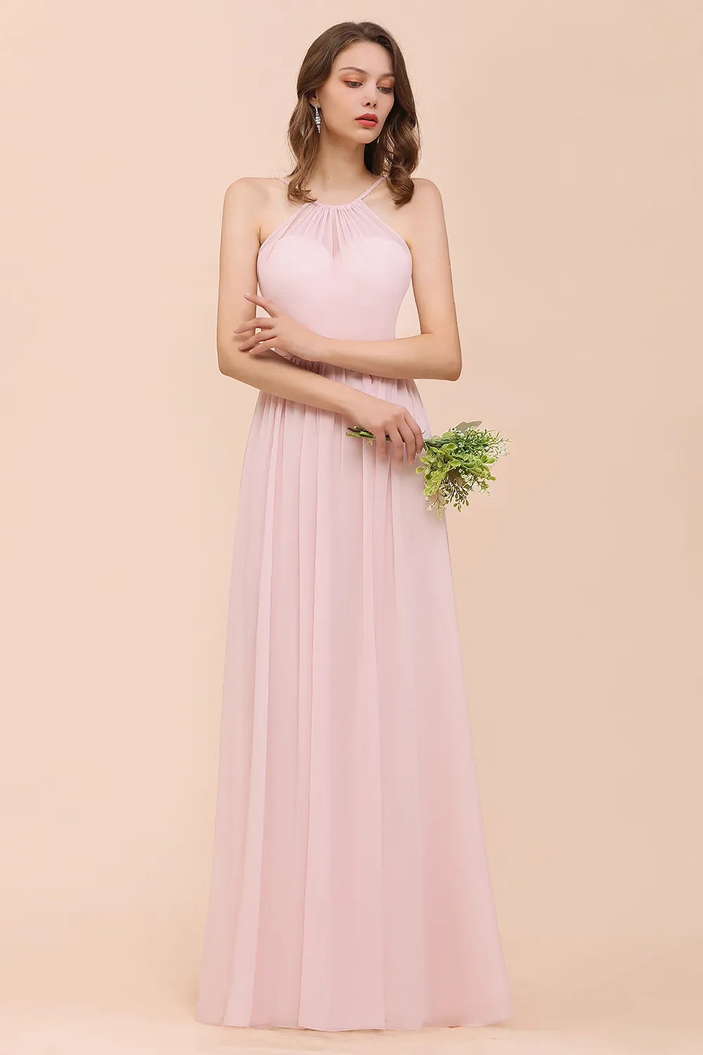 Schicke Brautjungfernkleider Lang Rosa | Chiffon Kleider Günstig