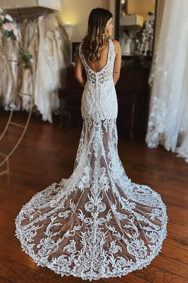 Sexy Brautkleider Meerjungfrau Spitze | Schlichtes Hochzeitskleid