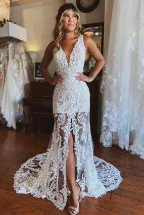 Sexy Brautkleider Meerjungfrau Spitze | Schlichtes Hochzeitskleid