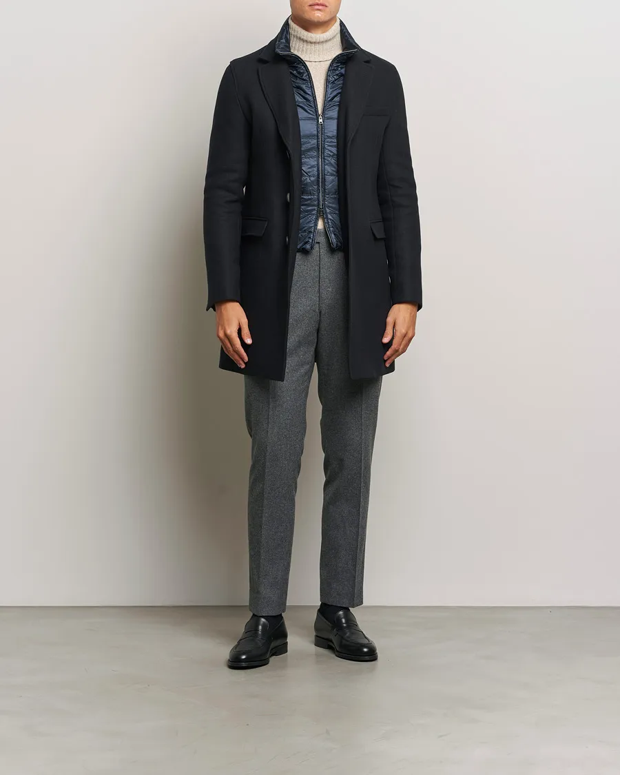 Wool Zip Coat Navy